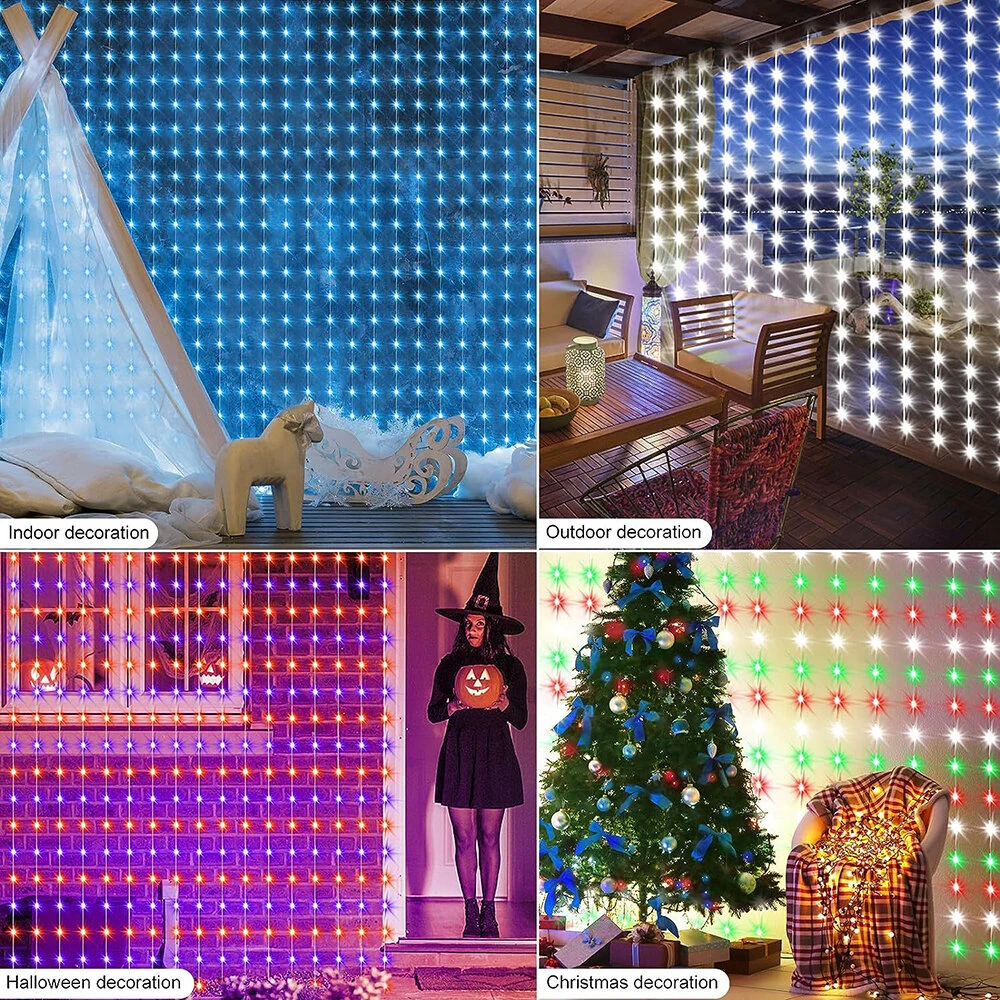 (image for) LIXINCORDA Smart RGB LED Curtain Light Strings Bluetooth APP Control Remote Control IP68 Waterproof Holidays Wedding Decorations