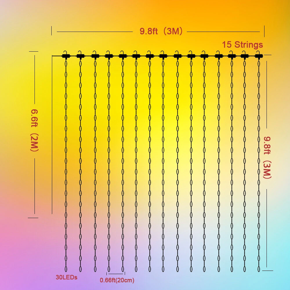 (image for) LIXINCORDA Smart RGB LED Curtain Light Strings Bluetooth APP Control Remote Control IP68 Waterproof Holidays Wedding Decorations